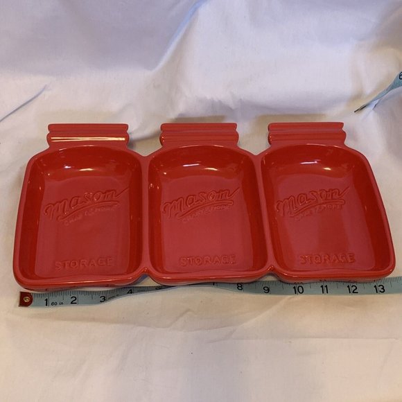 COPY - Mason Craft & More 3 Compartment Tabletop Candy Serving Dish Tray NEW RED - Picture 11 of 12